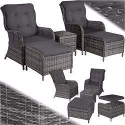 Salon de jardin pour 2 à 4 personnes gris tacheté/gris