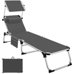 Bain de soleil pliable avec oreiller  gris