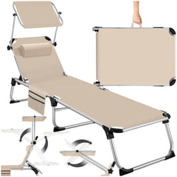 Bain de soleil pliable avec oreiller  beige - TU