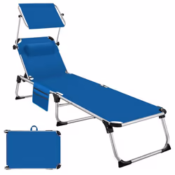 Bain de soleil pliable avec oreiller  bleu - TU
