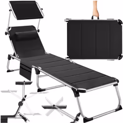 Bain de soleil rembourré et pliable noir