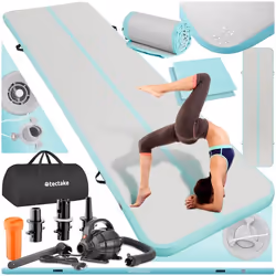 Tapis d'entraînement airtrack gonflable  gris/bleu