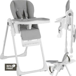 Chaise haute sophia pliable réglable en hauteur avec harnais à 5 points - blanc