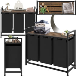 Tectake - Panier à linge style industriel avec 2 ou 3 compartiments extensibles