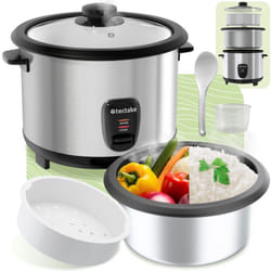 Tectake - Cuiseur à riz avec insert vapeur, 1,8 l, fonction maintien au chaud -
