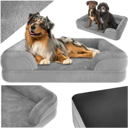 Panier pour chien orthopédique avec housse en peluche déperlante et amovible L (94 x 72 x 18 cm) gris