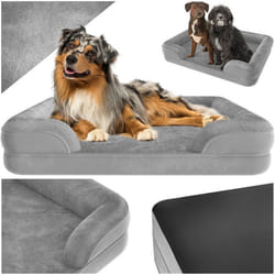 Panier pour chien orthopédique avec housse en peluche déperlante et amovible XL (112 x 85 x 18 cm) gris