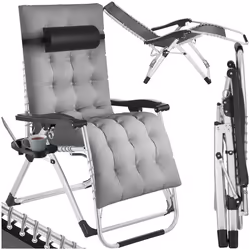 Chaise longue pliable gris clair