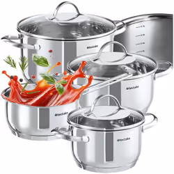 Batterie de cuisine 7 pièces en acier inoxydable compatible induction  argent