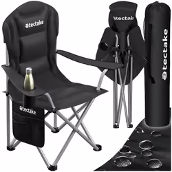Chaise de camping rembourrée pliable avec sac de transport inclus  noir