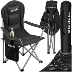 Chaise de camping rembourrée pliable avec sac de transport inclus  noir