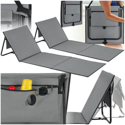 Lot de 2 tapis de plage avec dossier réglable en continu et pliable  gris/bleu