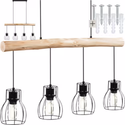 Lampes suspendues 4 ampoules 4x E27 40 W  noir/marron