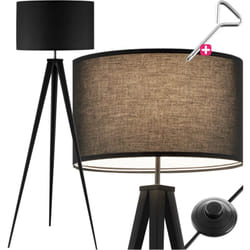 Tectake - Lampadaire Lunaris, abat-jour en tissu, trépied -