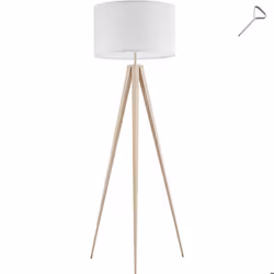 TECTAKE Lampadaire LUNARIS abat-jour en tissu et trépied avec patins doux pour le sol - Marron chêne