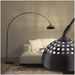 TECTAKE Lampe sur pied ARCUS style rétro en acier laqué époxy 60W réglable en hauteur - Noir