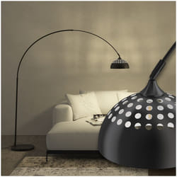 TECTAKE Lampe sur pied ARCUS style rétro en acier laqué époxy 60W réglable en hauteur - Noir
