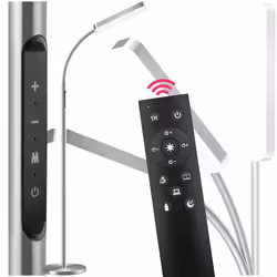 TECTAKE Lampadaire lampe de sol PRISMA LED avec 5 modes déclairage 12 W et télécommande - Argent