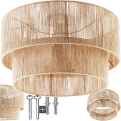 Tectake - Plafonnier Lignea Lux en jute de style bohème, 40W - marron