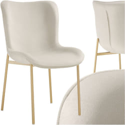 Chaise rembourrée aspect velours forme ergonomique dossier haut beige