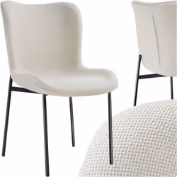 Chaise rembourrée forme ergonomique avec dossier haut  Tissu blanc cassé/noir