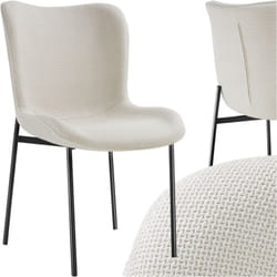 Chaise rembourrée forme ergonomique avec dossier haut  Tissu blanc cassé/noir