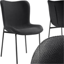Tectake - Chaise rembourrée avec revêtement en tissu forme ergonomique noir