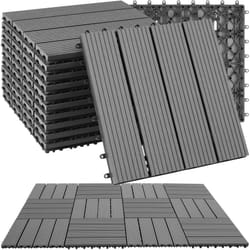 Lot de dalles de terrasse tegulas en wpc aspect bois - gris, Lot de 11