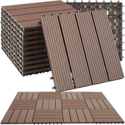 Lot de dalles de terrasse tegulas en wpc aspect bois - marron, Lot de 11