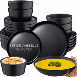 Service de vaisselle pour 6 personnes  noir