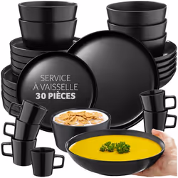 Service de vaisselle pour 6 personnes noir