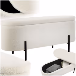 Banc en tissu bouclé Bouclé crème/ blanc