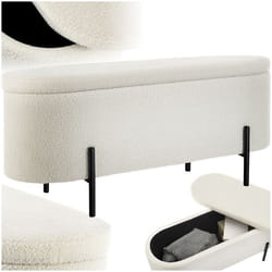 Banc en tissu bouclé  Bouclé crème/ blanc