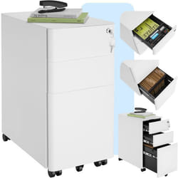 Caisson de bureau à roulettes en acier laqué époxy  blanc