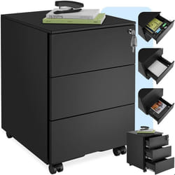Caisson de bureau à roulettes en acier laqué époxy  noir - TU