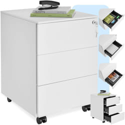 Tectake - Caisson de bureau à roulettes en acier laqué époxy avec 3 tiroirs