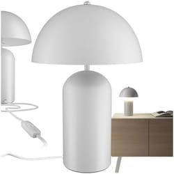 Lampe - TECTAKE - Petite lampe de table rétro ALTEA en acier au design champignon - Blanc