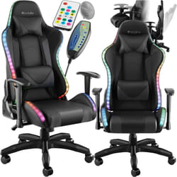 Chaise de gaming forme ergonomique avec dossier réglable  noir/noir