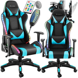 Chaise de gaming forme ergonomique avec dossier réglable  noir/azur