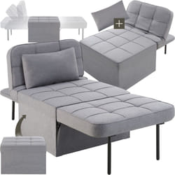 Fauteuil de repos 4-en-1 comme tabouret, fauteuil, chaise longue ou lit  gris