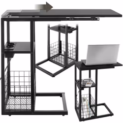 Poste de travail flexible et pratique La table d'appoint pour ordinateur portable Rhea de tectake vous offre une fonctionnali ...
