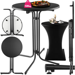 Table haute ronde avec housse de table  noir