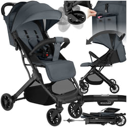 Poussette buggy pliage à une main avec harnais à 5 points, frein de stationnement et arceau de sécurité  gris anthracite
