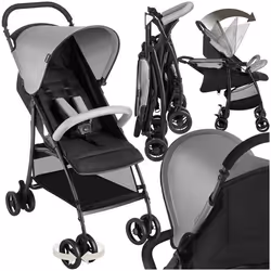 Poussette pliable avec harnais à 5 points  noir/gris