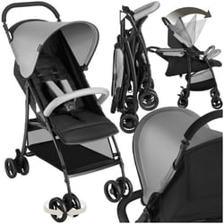 Poussette pliable avec harnais à 5 points  noir/gris