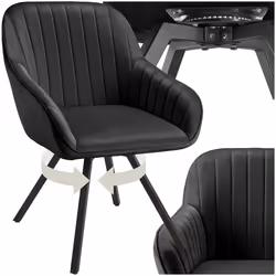 Chaise pivotante avec accoudoirs rembourrée aspect velours  noir