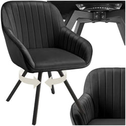 Chaise pivotante avec accoudoirs rembourrée aspect velours  noir