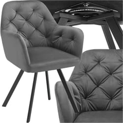 Tectake - Fauteuil pivotant 180° en velours rembourré motif matelassé gris