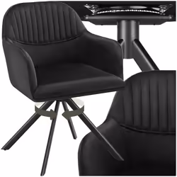 Chaise pivotante en velours rembourrée  noir/noir