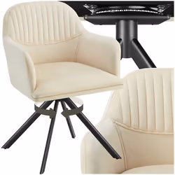 Chaise pivotante en velours rembourrée crème/noir